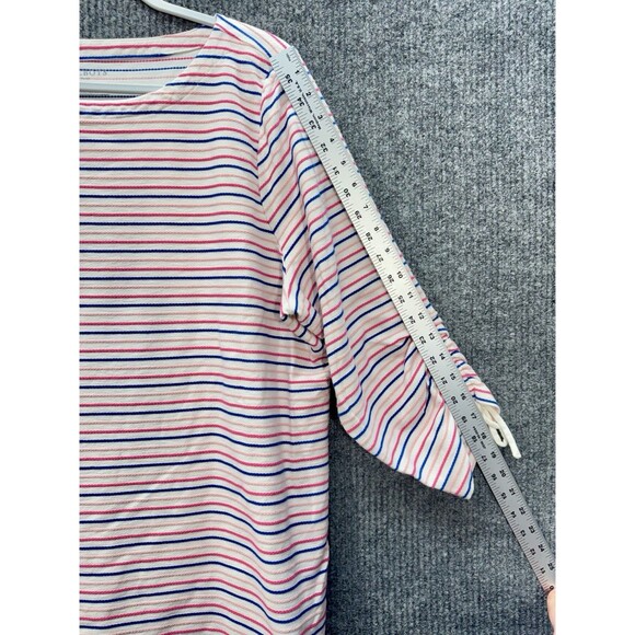 Talbots Tie Sleeve Tee Shirt Womens 2X Ivory Stripe 3/4 Sleeve Boat Neck Stretch - Picture 8 of 9